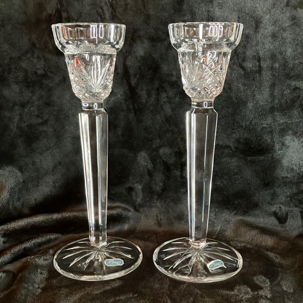 J.G.Durand Crystal Candle Stick Holder Set.